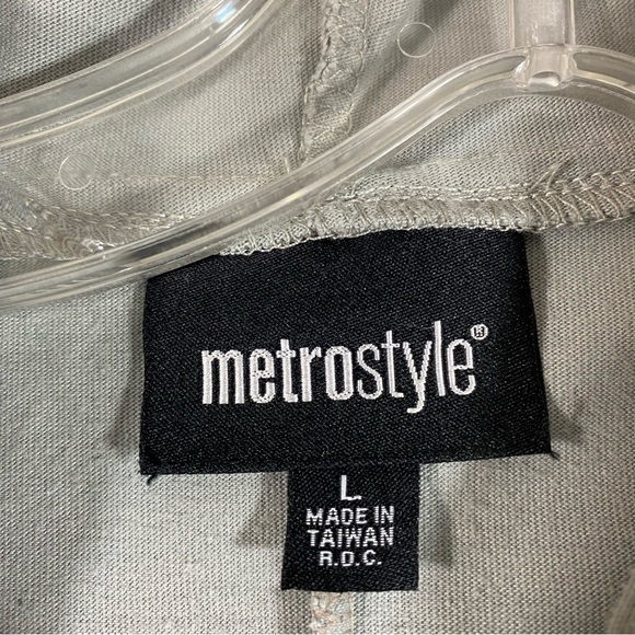 MetroStyle Zip Hoodie Sweatshirt 3/4 Wide Sleeves Large Gray Hoodie Poc… - Picture 3 of 10